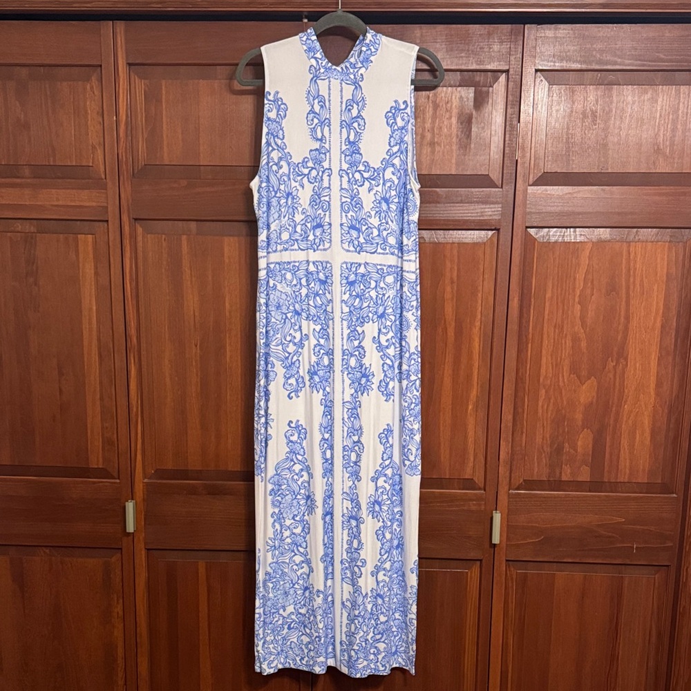 NWT Lilly Pulitzer Wellington White and Blue Maxi Dress
